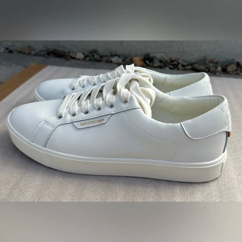 New, No Box: Sam Edelman White Leather Sneakers Ethyl Low Top Women’s Size 9 - Picture 8 of 10